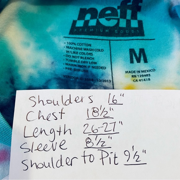 Neff Tie Die Rebel Club Mens graphic tee shirt teal M - Picture 4 of 6